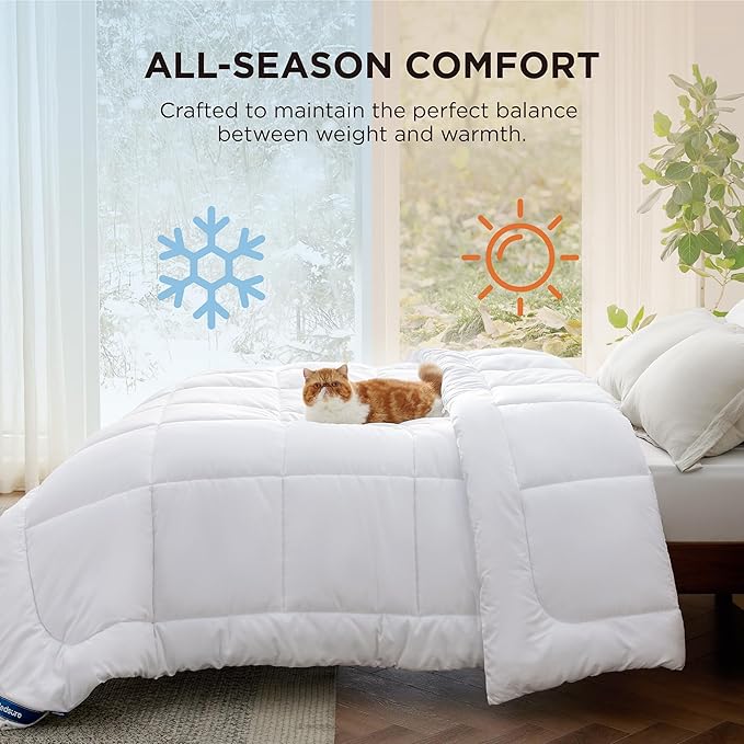 Bedsure Comforter Duvet Insert - Quilted Comforters Oversized King Size, All Season Duvet, Down Alternative Bedding, with 8 Tabs, Gifts for WomenMen, White, Oversized King 116 x 98 Inches