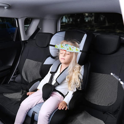 HESTYA 2 Pieces Baby Carseat Head Support Band Strap Headrest Stroller Seat Sleeping Headrest Neck Relief Head Strap Headband for Kids Children Toddler Infant(Dinosaur and Dolphin)