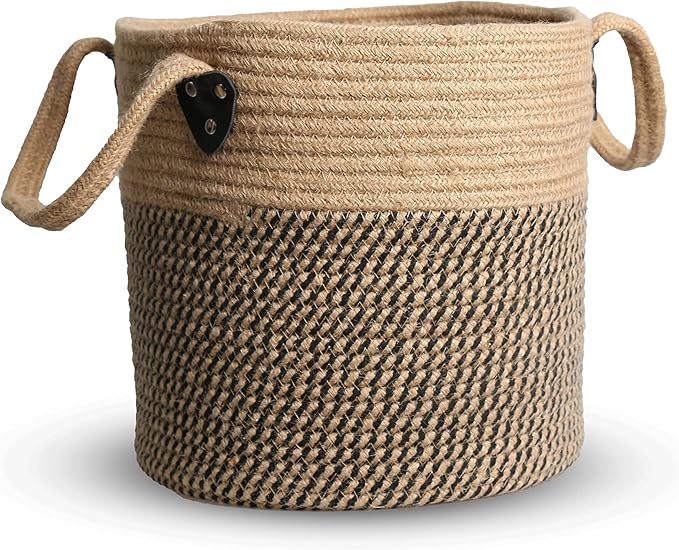 Jute Rope Basket 12"x 12" Woven Plant Basket with Handles for 8"-11"Plant Pots,Boho Indoor Planters Cover,Multifunctional Basket for Outdoor PlantsAAArtificial PlantAAPicnicAAStorage