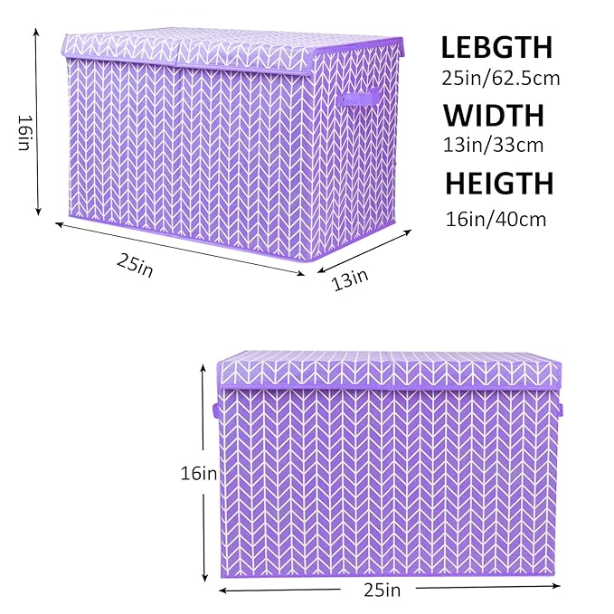 Large toy box with flip lid, toy storage organizers, baskets with sturdy handles for children, girls, boys, nursery, playroom, living room,
