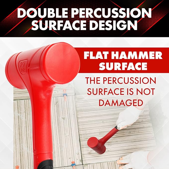 Dead Blow Hammer Set, 3 Piece/16oz(1LB),27oz(1.5LB),45oz(3LB),Red and Black, Shockproof Design, No Rebound Mallet Unibody Molded Checkered Grip Spark and Rebound Resistant (YY-3-013)