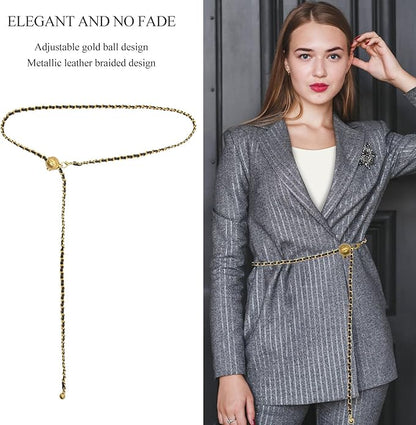 YAMEIZE Women Waist Chain Belt - Adjustable Body Metal Belly Chain for Pants Dresses Trousers