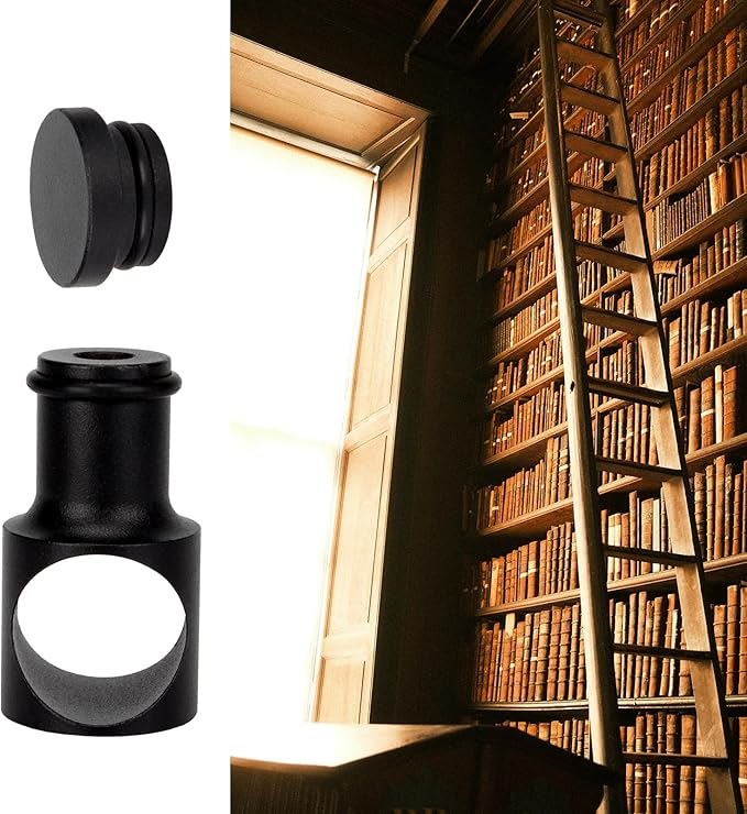 1Pcs Limiting Stopper Rolling Library Ladder Hardware Kit, Rail Stoppers Sliding Library Ladder Black Track Kit, Track Stopper Rolling Ladder Hardware Limiters