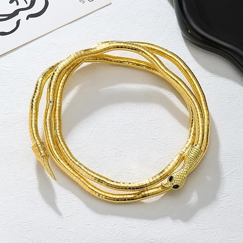 Bendable Snake Necklace Gold Snake Necklace for Women Adjustbale Snake Statement Necklace Halloween Jewelry