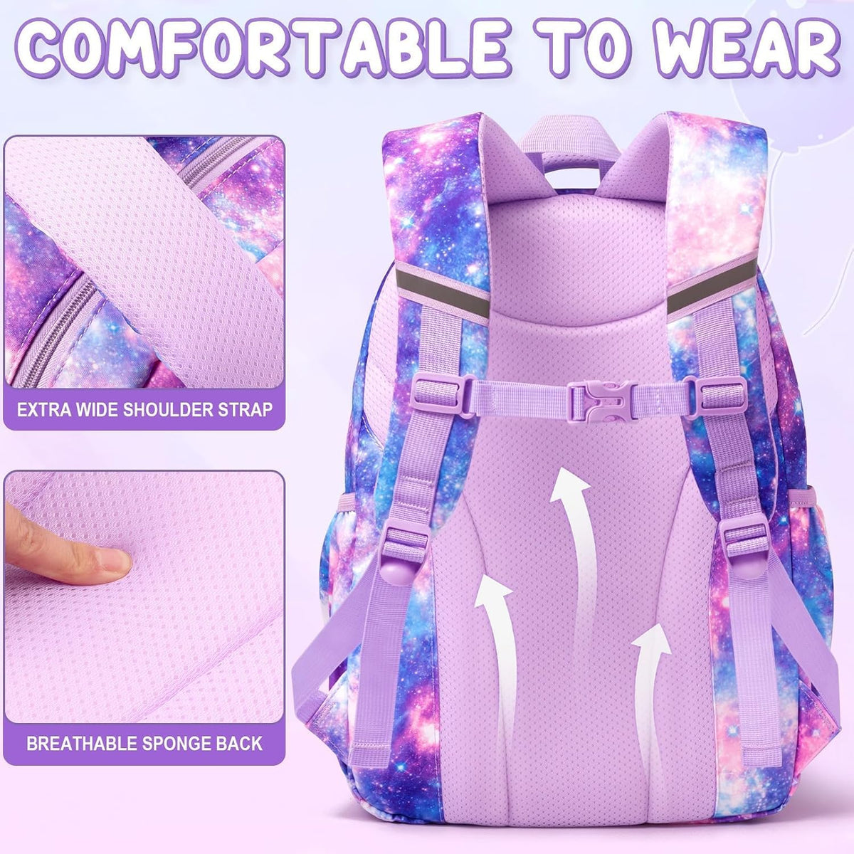 The color is Pink Fimibuke Kids Backpack for School Girls, 3Pcs Waterproof Girls Backpack with Lunch Box & Pencil Pouch - Lightweight Blue Bookbag for Ages 6+ Elementary Middle School Teens