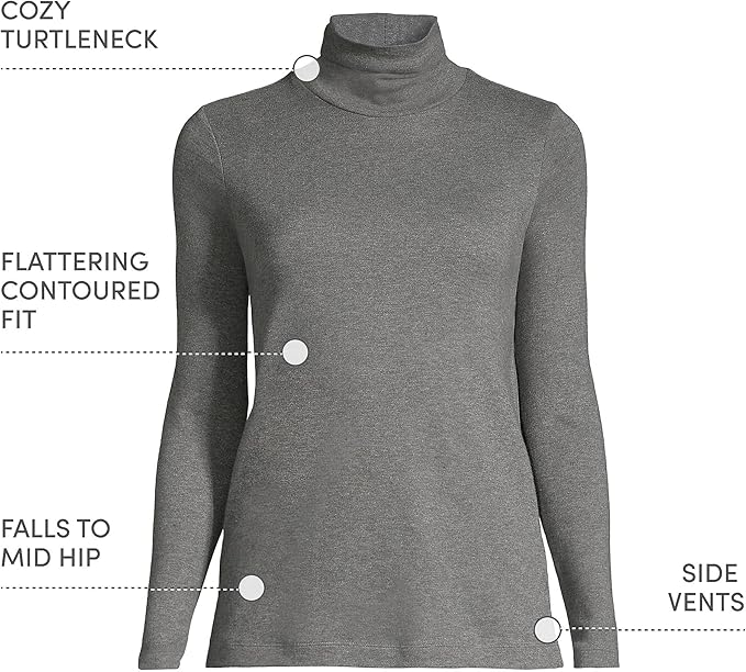 Lands' End Women's American-Grown Supima Cotton Fitted Long Sleeve Turtleneck