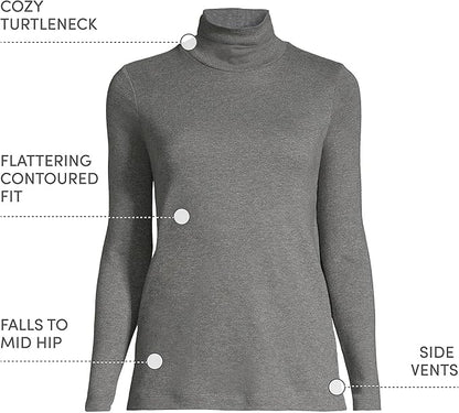 Lands' End Women's American-Grown Supima Cotton Fitted Long Sleeve Turtleneck