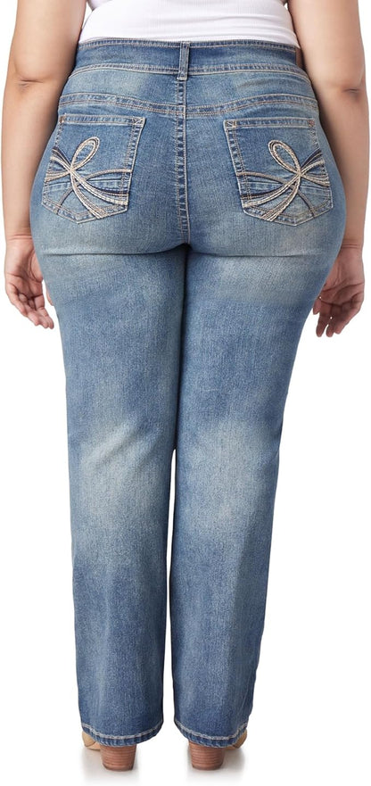 WallFlower Luscious Curvy Bootcut Jeans for Women Mid-Rise Insta Stretch Denim, Size Inclusive Juniors Jeans, Sizes 0 to 24