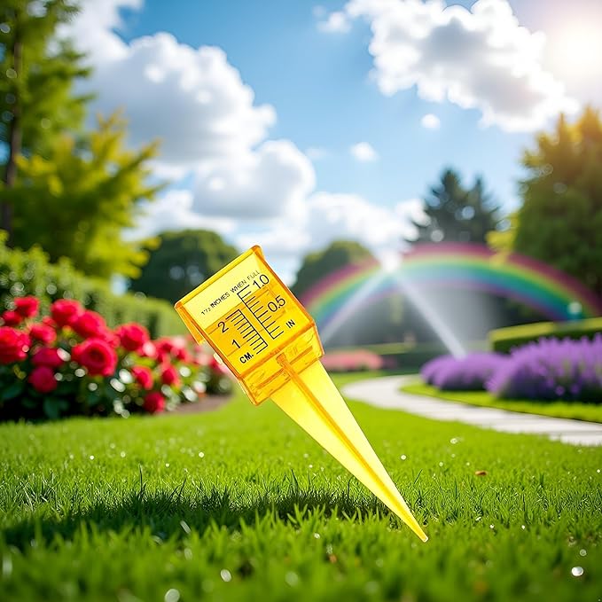 Yellow Mini Portable Sprinkler and Rain Gauge Wide Mouth Bright Yellow Outdoor Water Measuring Tool for Lawn Yard Outdoor Home Sprinkler Gauge 1 Pack Thermometers and Weather Instruments