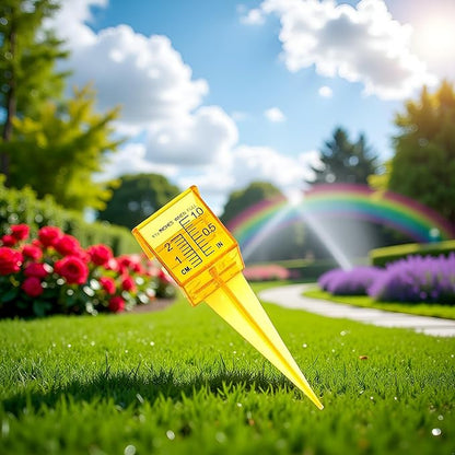 Yellow Mini Portable Sprinkler and Rain Gauge Wide Mouth Bright Yellow Outdoor Water Measuring Tool for Lawn Yard Outdoor Home Sprinkler Gauge 1 Pack Thermometers and Weather Instruments