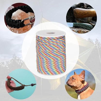 PATIKIL 330 lb Parachute Rope, 0.157 in, 7 strands for tent, camping, hammock, hiking, fishing, survival bracelet, DIY projects, rainbow color, 98 feet