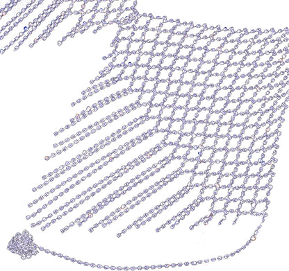 Tassel Rhinestone Chain Body Bra:body Jewelry for Women Sexy, Silver Bikini Bra Body Chains Underwear Party