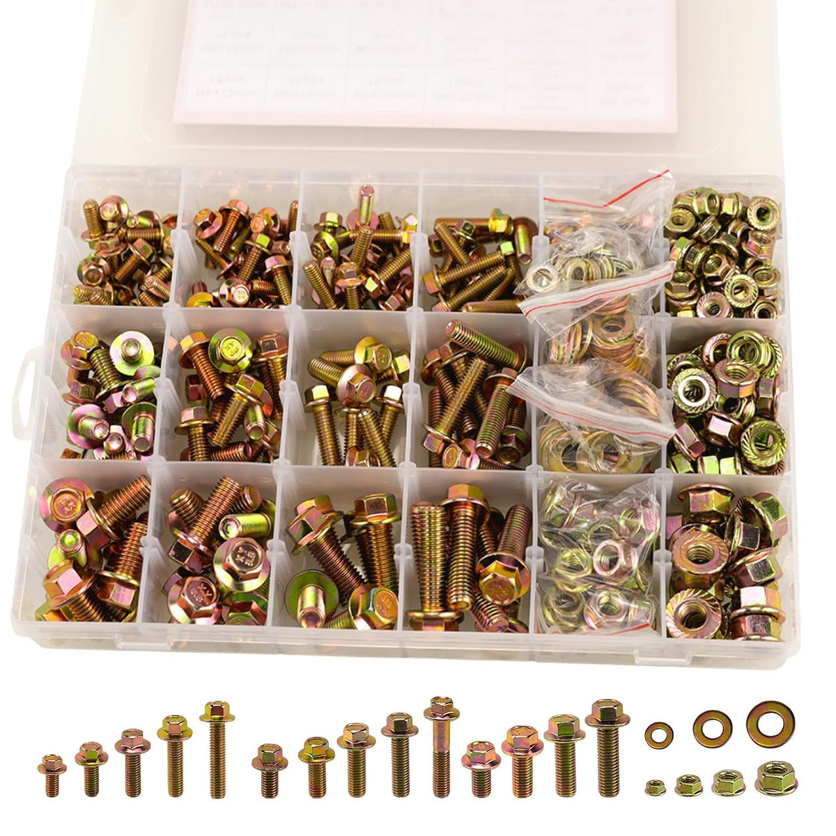 521PCS Nuts and Bolts Assortment Kit - Heavy Duty Grade 8.8 Metric M6 M8 M10 Bolt Set ( Specification are all correct but different brand from the picture )