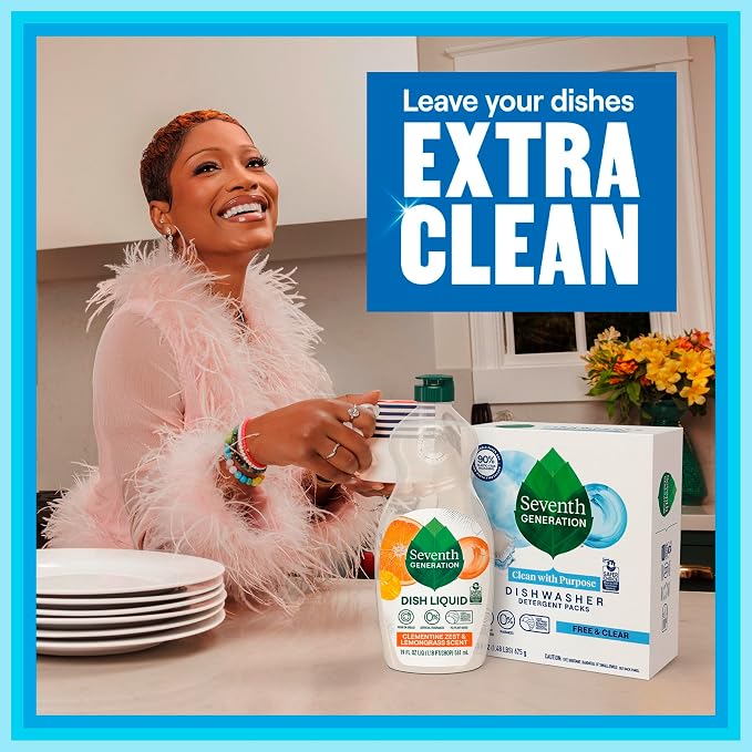 Seventh Generation Dishwasher Detergent Packs Free & Clear for sparkling dishes Dishwasher tabs 45 count
