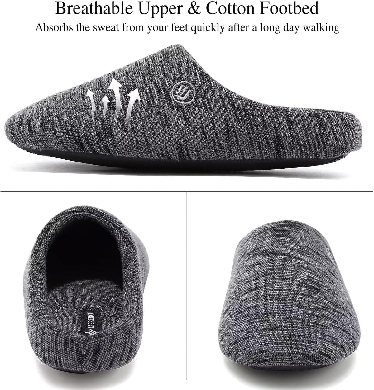 Merence Unisex Men's Women's Memory Foam Slippers Comfort Cotton-blend Closed Toe House Shoes Indoor Scuff
