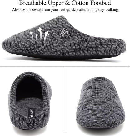 Merence Unisex Men's Women's Memory Foam Slippers Comfort Cotton-blend Closed Toe House Shoes Indoor Scuff