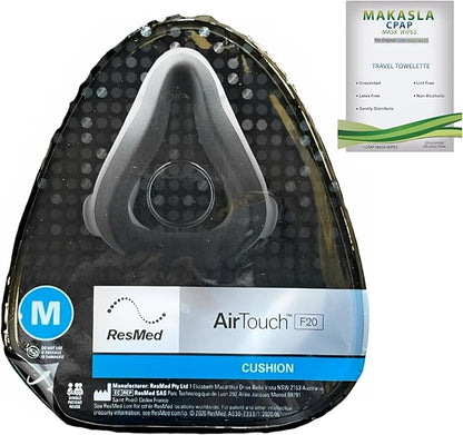 F20 cusion mask bundle with Cpap cleaning wipes - Provides an Excellent Seal - Medium size