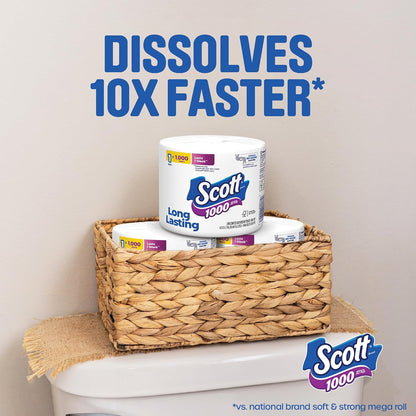 Scott 8000 Toilet Paper, 8 Rolls, Septic-Safe, 1-Ply Toilet Tissue