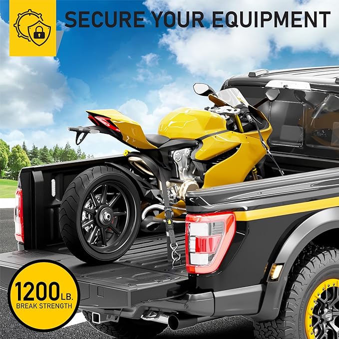 AUGO Retractable Ratchet Straps  2 Heavy Duty Ratchet Straps Self Retractable Tie Down Straps with Soft Loops  Storage Bag for Motorcycle, Truck, Trailer, Cargo Van  1200 Lb Break Strength 1a x 10aTM