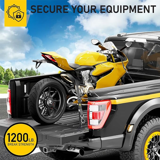 AUGO Retractable Ratchet Straps  2 Heavy Duty Ratchet Straps Self Retractable Tie Down Straps with Soft Loops  Storage Bag for Motorcycle, Truck, Trailer, Cargo Van  1200 Lb Break Strength 1a x 10aTM