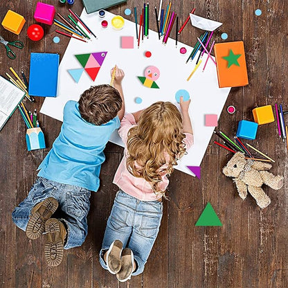 Gushu 1500Pcs Foam Stickers Foam Shapes Stickers for Kids,10 Colors Self Adhesive Craft Supplies Geometric Stickers with Googly Eyes for Preschool Craft DIY Program (Circle, Square, Triangle, Star)