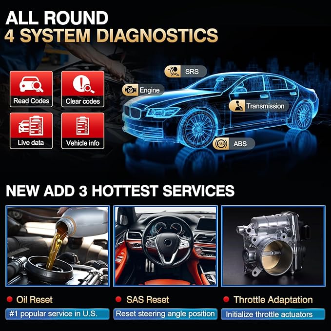 LAUNCH CRP123 V2.0 Elite OBD2 Scanner-2025 New Model EngineABSSRSTransmission Diagnostic Scan Tool SRS Airbag Code Reader,3 Reset Oil ServiceThrottle RelearnSAS Reset,Free Update