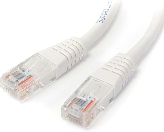 StarTech.com Cat5e Ethernet Cable - 3 ft - White - Patch Cable - Molded Cat5e Cable - Short Network Cable - Ethernet Cord - Cat 5e Cable - 3ft (M45PATCH3WH)