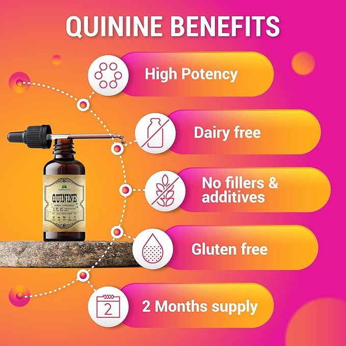 Quinine Liquid Extract 2oz - Cinchona Officinalis Bark Herbal Supplement for Leg Cramping Relief, Cramp Defense and Overall Digestive Health - All-Natural Quinine, Boosting Immune System