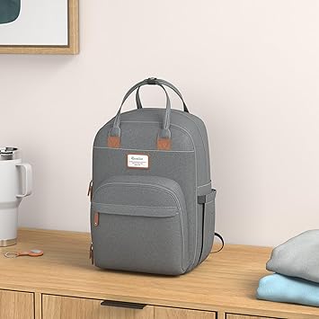 RUVALINO Diaper Bag Backpack, Multifunction Travel Pack Maternity Baby Changing Bags, Large Capacity, Waterproof, Iron Gray