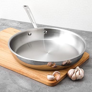 Basics Tri-Ply Stainless Steel Fry Pan, 12 Inch, Silver (Previously Commercial brand)