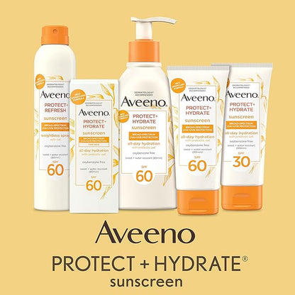 Aveeno Protect  Hydrate Moisturizing Body Sunscreen Lotion with Broad Spectrum SPF 60  Prebiotic Oat, Weightless  Refreshing Feel, Paraben-Free, Oil-Free, Oxybenzone-Free, 3.0 fl. oz