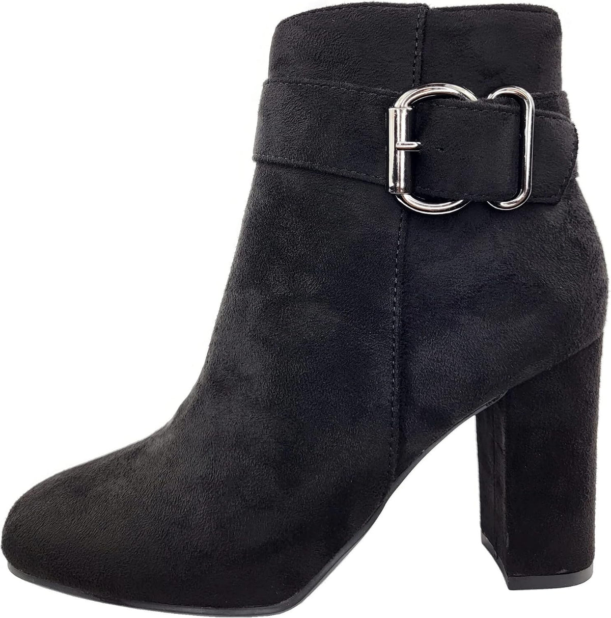 TOP Moda Womens Chunky High Heel Ankle Boots with Buckle