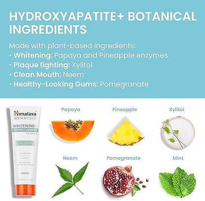 Himalaya Botanique Whitening  Hydroxyapatite Toothpaste for Whiter Teeth  Fresher Breath with Hydroxyapatite Support  Mint Flavor, Fluoride-Free, SLS Free,  Vegan, 4.0 oz (113g)...
