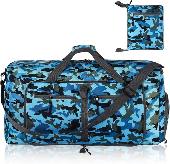 Dimayar 65L Travel Duffle Bag - Foldable Duffel Bag with Shoes Compartment - Overnight Bags Waterproof  Tear Resistant