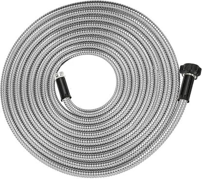 Yanwoo 304 Stainless Steel 30 Feet Garden Hose with Female to Male Connector, Water Hose, Metal Hose, Outdoor Hose (30ft)