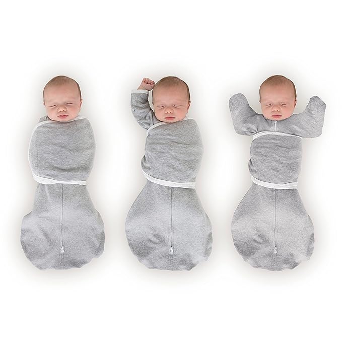 SwaddleDesigns Omni Swaddle Sack Arms Up Half-Length Sleeves  Mitten Cuffs, Easy Swaddle Transition, Heathered Gray, 0-3 Mo