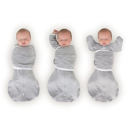 SwaddleDesigns Omni Swaddle Sack Arms Up Half-Length Sleeves  Mitten Cuffs, Easy Swaddle Transition, Heathered Gray, 0-3 Mo