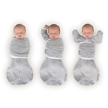 SwaddleDesigns 6-way Omni Swaddle Sack Arms Up Swaddle for Newborn, More Options to Calm Startle Reflex, Improves Sleep, Easy Transition Baby Sleep Sack, Small, 0-3 month, Heathered Gray