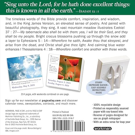 365 Bible Verses-A-Year for 2024 Page-A-Day Calendar: Timeless Words From the Bible to Guide, Comfort, and Inspire