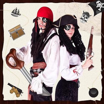 Charniol Pirate Party Set Felt Pirate Hats Pirate Eye Patches Inflatable Swords Carnival Pirate Theme Party Supplies(18 Pcs)