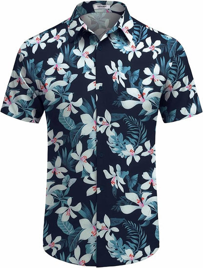 COOFANDY Mens Hawaiian Shirt Short Sleeve Button Down Shirts Tropical Floral Summer Beach Shirts