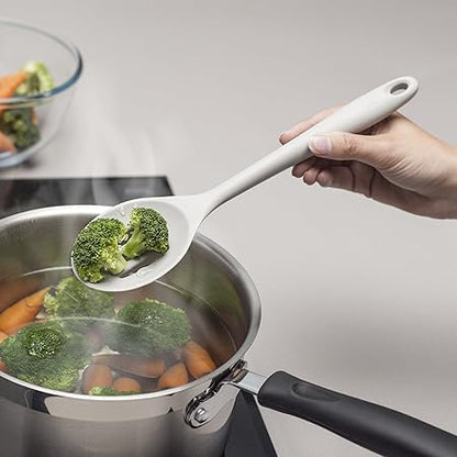 Silicone Non Scratch Slotted Spoon, French Grey, 28 cm
