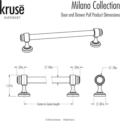 30188 - (Single) Milano Door and Drawer Pull - 8in Center-to-Center, Champagne Bronze