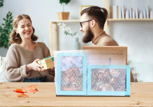 Vertical Horizontal Combo, Double 5x7 Soft-Blue Wood Foldable Picture Frame, Opening 4.5x6.5, Desktop or Wall Mounted, Portrait and Landscape View