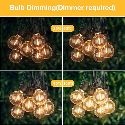 DAMAING Outdoor String Lights 150 FT Patio Lights String with 75 Dimmable ST38 Plastic LED Bulbs,Vintage Shatterproof Edison String Lights Waterproof for Bistro Balcony Backyard and Gazobos.