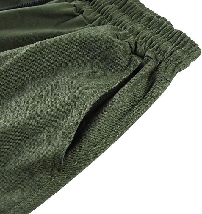 Mens Cotton Loose Athletic Joggers Pants Stretch-Waist Casual Straight Cargo Sweat-Pants