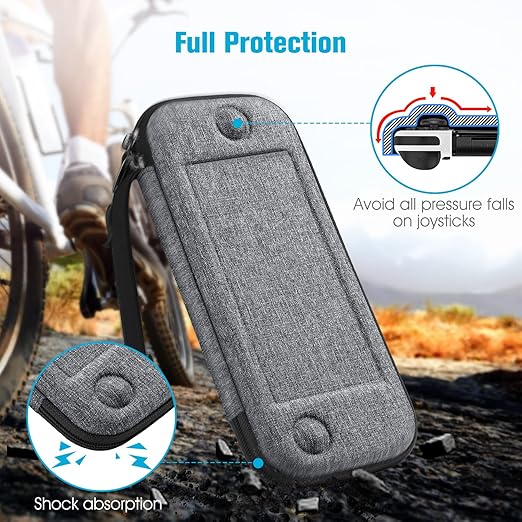 FINTIE Slim Carrying Case for Nintendo Switch OLED Model 2021/Switch 2017 - [Slim Fit] Shockproof Protective Travel Storage Bag with 10 Game Cartridges, Gray