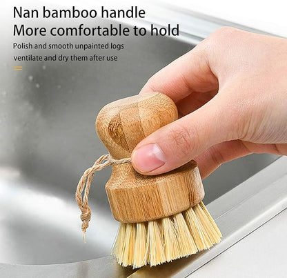 Natural Sisal Dish Washing Brush Bamboo Round Scrub Brush Pots Pans Vegetables Household Cleaning Brush… (Sisal)