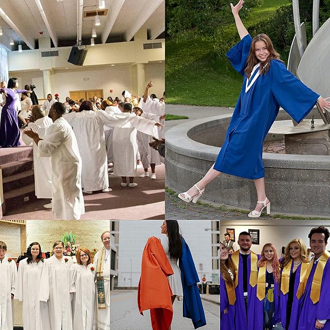 GradPlaza Matte Choir Robe for Church Baptism Officiant Confirmation Costume,Graduation Gown for School,Judge Pastor Robes