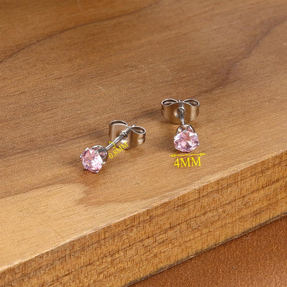 Stud Earrings for Women Dainty Stainless Steel Earrings Classic Clear Colorful Cubic Zirconia Earrings Studs for Women ( 10 )